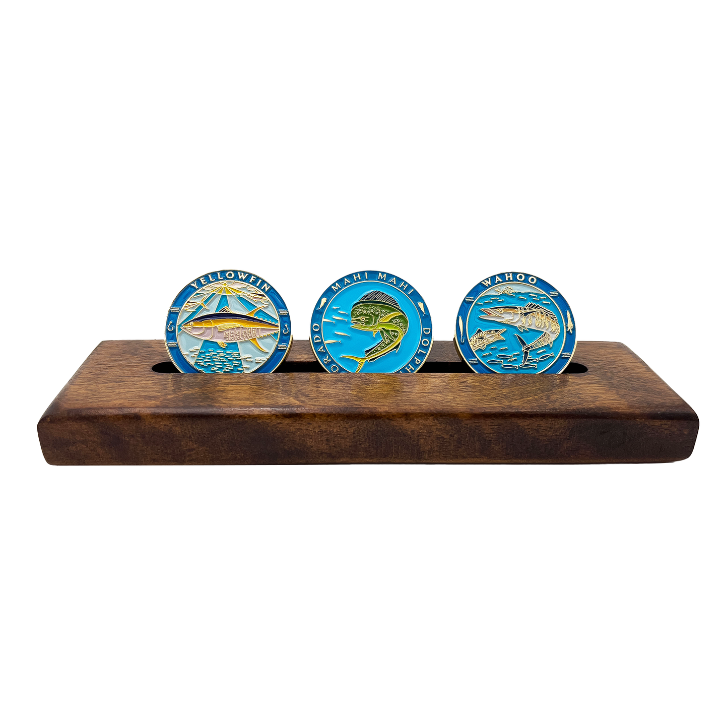 3 Coin Table Top Stand (Dark Stain)