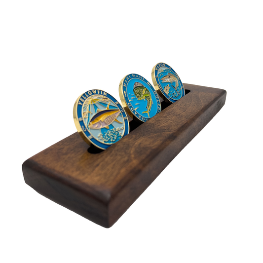 3 Coin Table Top Stand (Dark Stain)