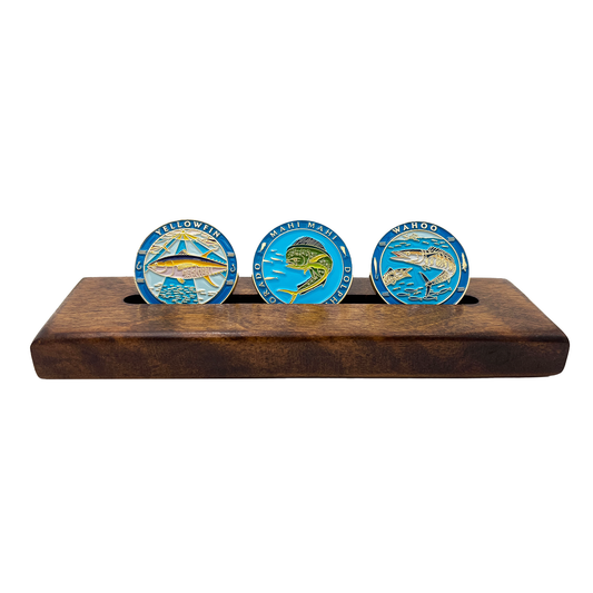 3 Coin Table Top Stand (Dark Stain)